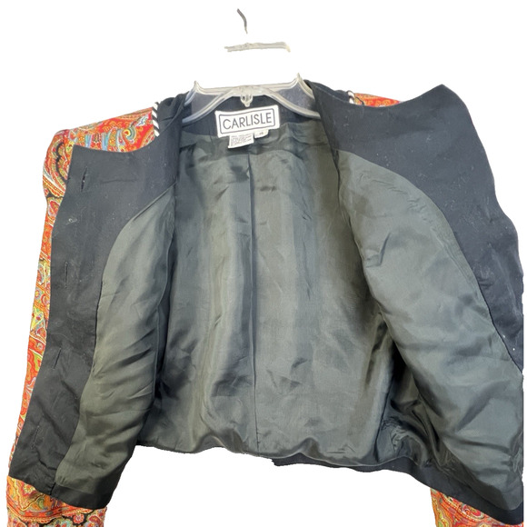 Carlisle Jacket Women 10 Black Earthtones Cotton Lightweight Designer Career - Picture 9 of 11